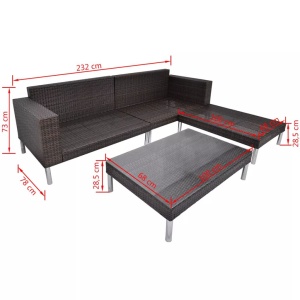 Set mobilier de grădină cu perne, 4 piese, maro, poliratan - Img 10
