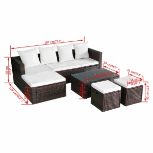 Set mobilier de grădină cu perne, 4 piese, maro, poliratan - Img 10
