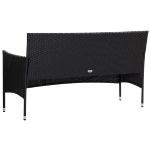 Set mobilier de grădină cu perne, 4 piese, negru, poliratan - Img 4