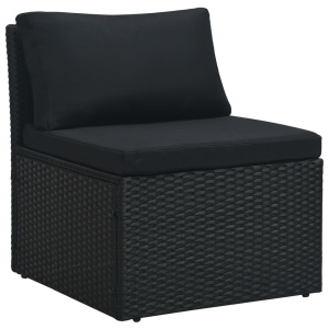 Set mobilier de grădină cu perne, 4 piese, negru, poliratan - Img 5