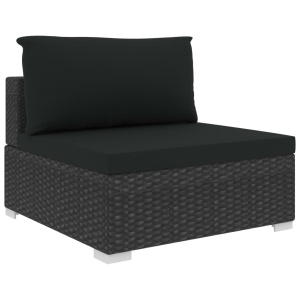 Set mobilier de grădină cu perne, 4 piese, negru, poliratan - Img 8