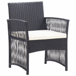 Set mobilier de grădină cu perne, 4 piese, negru, poliratan - Img 6