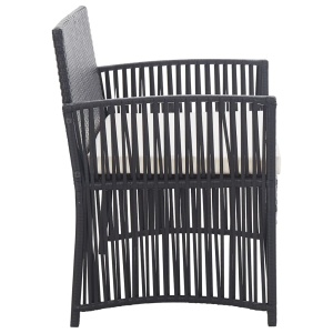 Set mobilier de grădină cu perne, 4 piese, negru, poliratan - Img 8