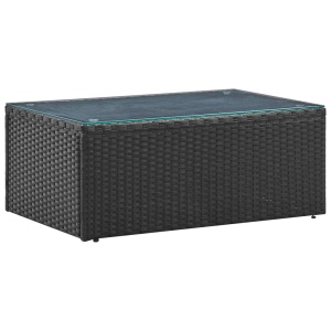 Set mobilier de grădină cu perne, 4 piese, negru, poliratan - Img 12