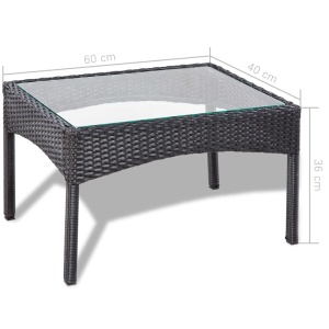 Set mobilier de grădină cu perne, 4 piese, negru, poliratan - Img 9