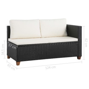 Set mobilier de grădină cu perne, 4 piese, negru, poliratan - Img 11