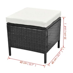 Set mobilier de grădină cu perne, 4 piese, negru, poliratan - Img 11