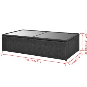Set mobilier de grădină cu perne, 4 piese, negru, poliratan - Img 10