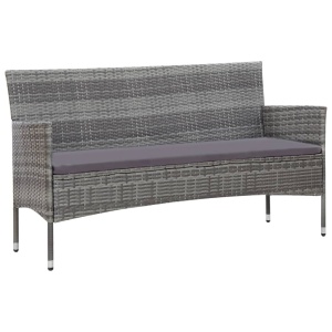Set mobilier de grădină cu perne, 5 piese, gri, poliratan - Img 3