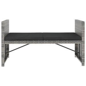 Set mobilier de grădină cu perne, 5 piese, gri, poliratan - Img 5