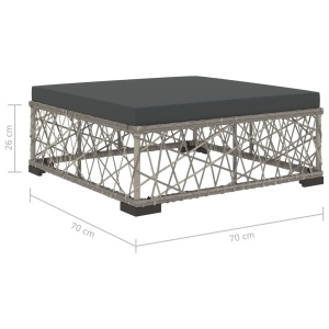 Set mobilier de grădină cu perne, 5 piese, gri, poliratan - Img 9