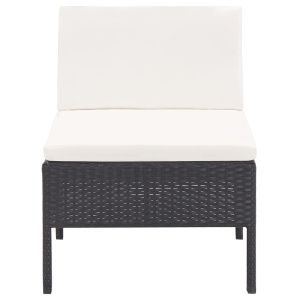 Set mobilier de grădină cu perne, 5 piese, negru, poliratan - Img 4