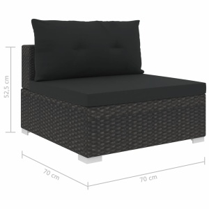 Set mobilier de grădină cu perne, 5 piese, negru, poliratan - Img 9