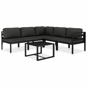 Set mobilier de grădină cu perne, 6 piese, antracit, aluminiu