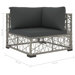 Set mobilier de grădină cu perne, 6 piese, gri, poliratan - Img 7