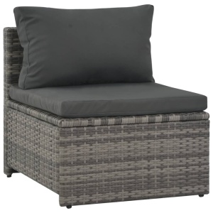 Set mobilier de grădină cu perne, 6 piese, gri, poliratan - Img 6