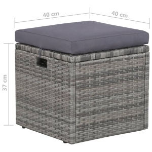 Set mobilier de grădină cu perne, 6 piese, gri, poliratan - Img 11