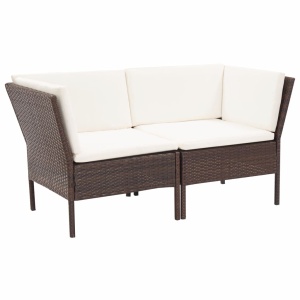 Set mobilier de grădină cu perne, 6 piese, maro, poliratan - Img 3