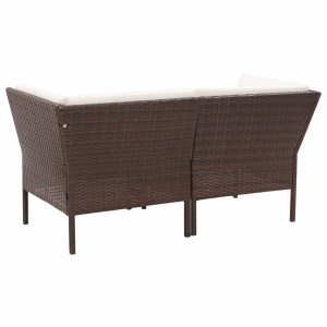 Set mobilier de grădină cu perne, 6 piese, maro, poliratan - Img 5