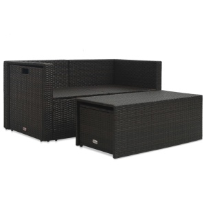 Set mobilier de grădină cu perne, 6 piese, maro, poliratan - Img 6