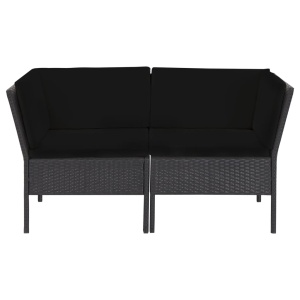 Set mobilier de grădină cu perne, 6 piese, negru, poliratan - Img 4