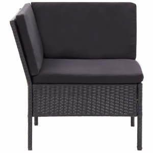 Set mobilier de grădină cu perne, 6 piese, negru, poliratan - Img 7