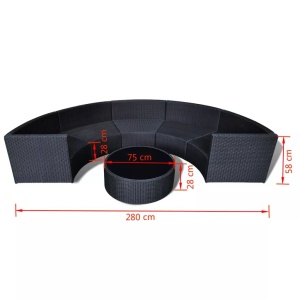Set mobilier de grădină cu perne, 6 piese, negru, poliratan - Img 5