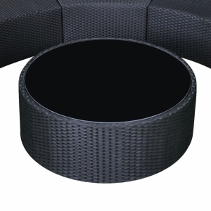 Set mobilier de grădină cu perne, 6 piese, negru, poliratan - Img 6