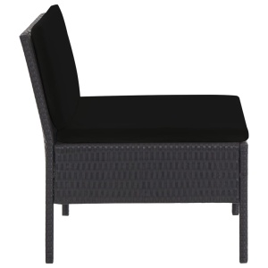 Set mobilier de grădină cu perne, 6 piese, negru, poliratan - Img 11