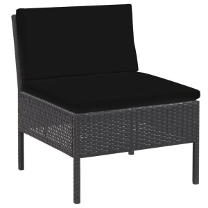Set mobilier de grădină cu perne, 6 piese, negru, poliratan - Img 9