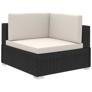 Set mobilier de grădină cu perne, 6 piese, negru, poliratan - Img 4