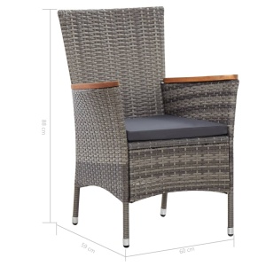 Set mobilier de grădină cu perne, 7 piese, gri, poliratan - Img 11