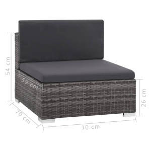 Set mobilier de grădină cu perne, 7 piese, gri, poliratan - Img 11
