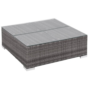 Set mobilier de grădină cu perne, 7 piese, gri, poliratan - Img 12