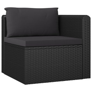 Set mobilier de grădină cu perne, 7 piese, negru, poliratan - Img 4