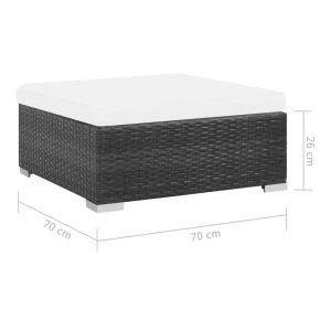 Set mobilier de grădină cu perne, 7 piese, negru, poliratan - Img 7