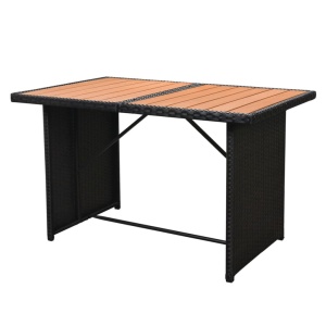 Set mobilier de grădină cu perne, 7 piese, negru, poliratan - Img 8