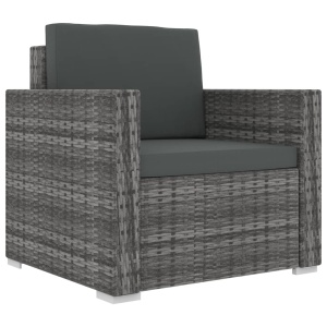 Set mobilier de grădină cu perne, 8 piese, gri, poliratan - Img 7