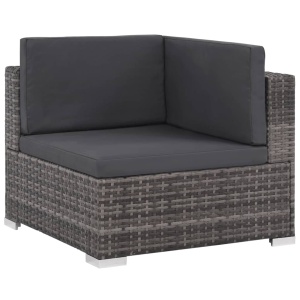 Set mobilier de grădină cu perne, 8 piese, gri, poliratan - Img 8