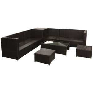 Set mobilier de grădină cu perne, 8 piese, maro, poliratan - Img 4