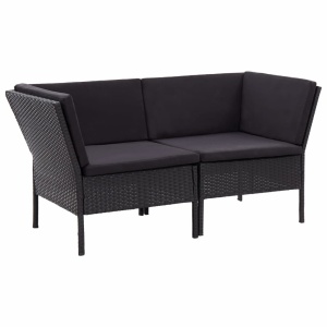 Set mobilier de grădină cu perne, 8 piese, negru, poliratan - Img 3