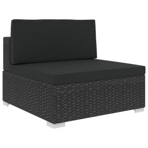 Set mobilier de grădină cu perne, 8 piese, negru, poliratan - Img 5
