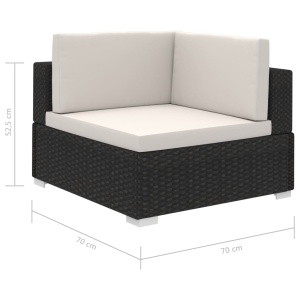 Set mobilier de grădină cu perne, 8 piese, negru, poliratan - Img 7