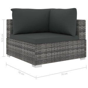 Set mobilier de grădină cu perne, 9 piese, gri, poliratan - Img 7
