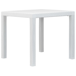 Set mobilier exterior, 5 piese, alb, plastic, aspect ratan - Img 7