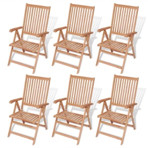 Set mobilier exterior cu scaune pliabile 7 piese lemn tec masiv - Img 6