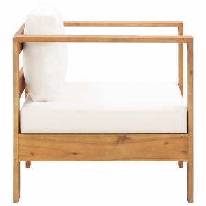 Set mobilier grădină cu perne, 4 piese, crem, lemn masiv acacia - Img 4