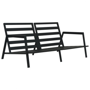 Set mobilier grădină cu perne, 4 piese, gri, inchis aluminiu - Img 3