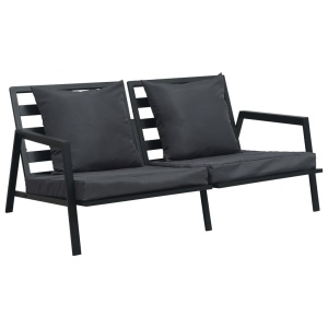 Set mobilier grădină cu perne 5 piese gri inchis aluminiu - Img 2