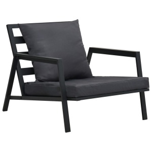 Set mobilier grădină cu perne 5 piese gri inchis aluminiu - Img 5